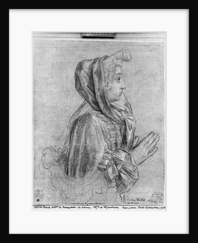 Half length profile of a woman with hands clasped, known as Madame de Maintenon by Charles Le Brun