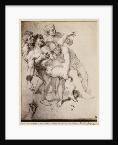 Half naked man supported by three men, study for 'Alexander the Great and Porus' or 'The Defeat of Porus', c.1665-73 by Charles Le Brun
