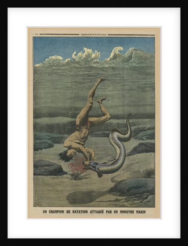 A swimming champion attacked by a sea monster by French School
