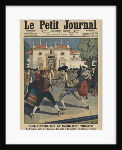 Fatal duel on the stage of a Spanish theatre during the third act of the opera 'Carmen' by French School