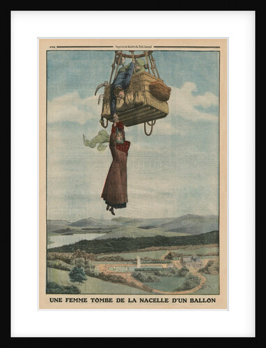 A woman falling down from the gondola of a balloon by French School