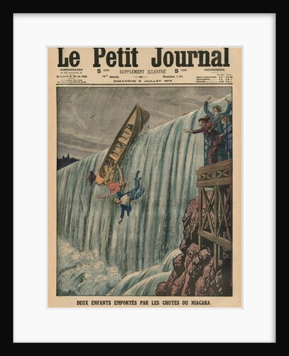 Two children carried along by the Niagara Falls by French School