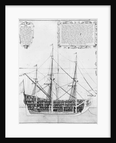 Longitudinal cross-section of an armed and equipped vessel by French School