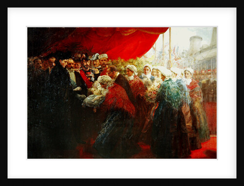 The Bazennes offering a silver fish to Alix of Hesse-Darmstadt, Empress of Russia, in Dunkirk in 1901 by Emil Benediktoff Hirschfeld