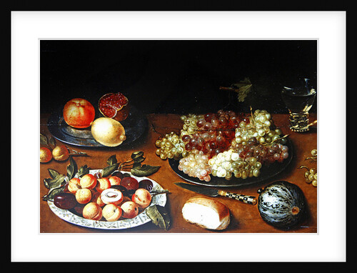 Still life with grapes, pomegranates and apricots by Osias the Elder Beert