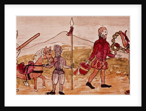 Fol.208v Meeting of Hernando Cortes and Montezuma, miniature from the 'History of the Indians' by Diego Duran, 1579 by Diego Duran