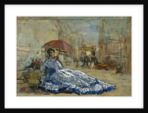 Woman in a blue dress under a parasol, c.1865 by Eugene Louis Boudin