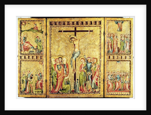 Altarpiece with the Crucifixion in the centre panel and scenes from the Life of Christ on the side panels, c.1330 by Master of Cologne