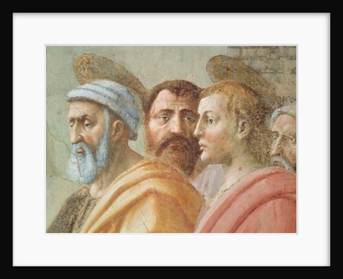 St. Peter Distributing the Common Goods of the Church, and the Death of Ananias: detail of faces, including St. Peter, c.1427 by Tommaso Masaccio