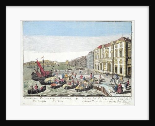 Perspective view of the Town Hall and part of the harbour at Marseille, c.1770 by French School
