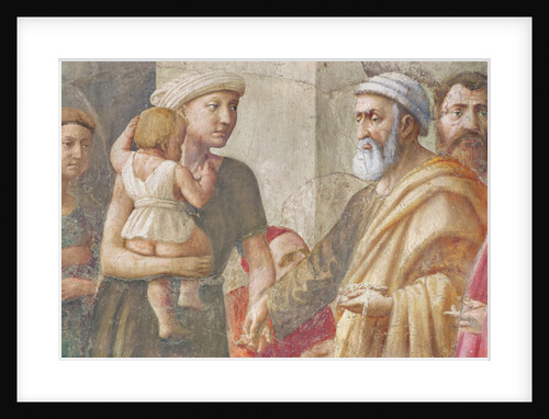 Detail of St Peter and the woman and child, from St. Peter and St. Paul Distributing Alms, c.1426 by Tommaso Masaccio