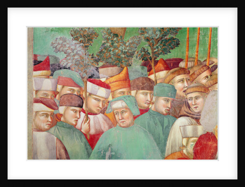 St Clare embraces the corpse of St Francis, detail of crowd on the right hand side, 1297-99 by Giotto (c.1266-1337)