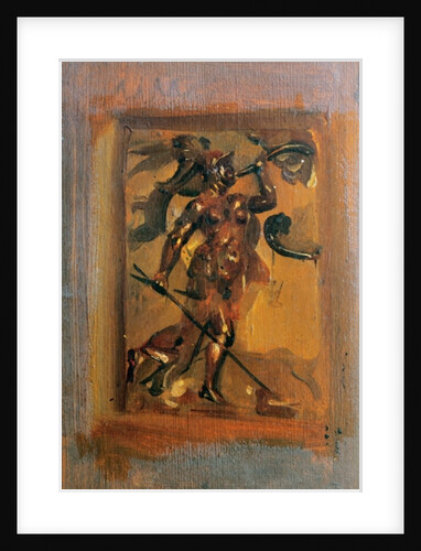 Man in armour blowing a horn by Ferdinand Victor Eugene Delacroix