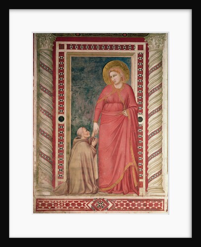 Bishop Pontano kneeling before St. Mary Magdalene, Magdalene Chapel, c.1320 by Giotto