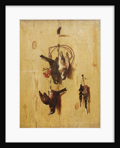 Trompe-l'oeil with redwings and a fieldfare, c.1660-70 by Melchior de Hondecoeter