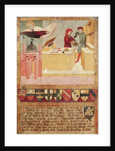 Biccherna showing the Camerlengo washing his hands, and the Virgin protecting Siena, 1451 by Sano di also Ansano di Pietro di Mencio Pietro