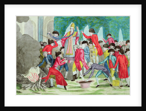 The burning of the effigy of Pope Puis VI in the garden of the Palais Royal, 6th April 1791 by French School