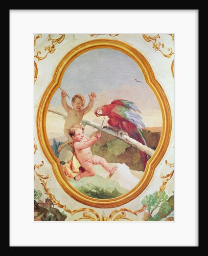 Two putti playing with a parrot by Giovanni Battista Tiepolo