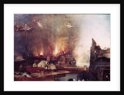Detail of the village on fire by Hieronymus Bosch