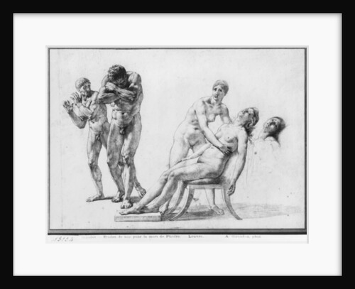 Death of Phaedra, prepatory sketch for the illustration of Racine's Complete Works, Act V Scene VII, published 1801 by Anne Louis Girodet de Roucy-Trioson