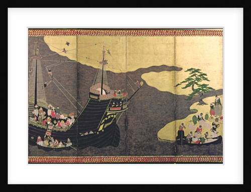 Arrival of the Portuguese in Japan in 1640, 17th century by Japanese School