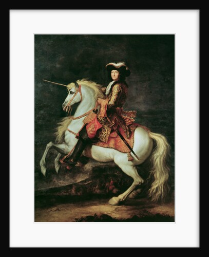 Portrait of Louis XIV on a horse by Adam Frans van der (attr. to) Meulen