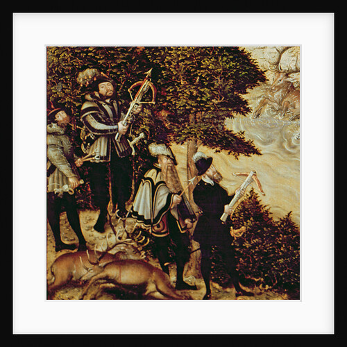 Johann Friedrich the Magnanimous, Elector of Saxony and Emperor Charles V hunting deer near Hartenfels Castle, Torgau, 1544 by Lucas the Elder Cranach