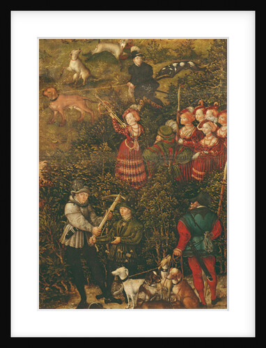 The Electress Sybille of Saxony preparing to shoot with her crossbow at the Hunt in Honour of Emperor Charles V near Hartenfels Castle, Torgau, 1544 by Lucas the Elder Cranach