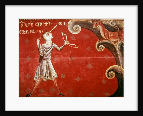 The arrow shot to kill a bull that had escaped from the herd on Mount Gargano returns to smite the shooter on the order of Saint Michael by Master of Llussà