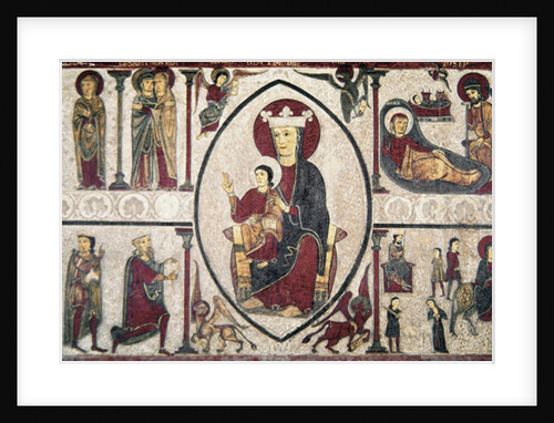 Altar Frontal from the Church of Santa Maria de Cardet, Vall de Boi, Spain, depicting the Madonna and four scenes from her life, 1150-1200 by Ribagorça Workshop Johannes Pintor