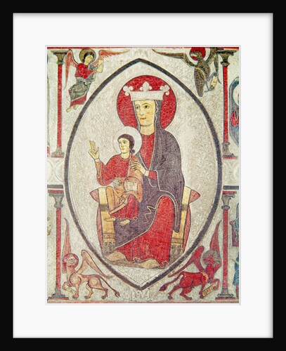 Madonna and Child, central panel of the Altar Frontal from the Church of Santa Maria de Cardet, Vall de Boi, Spain, 1150-1200 by Ribagorça Workshop Johannes Pintor