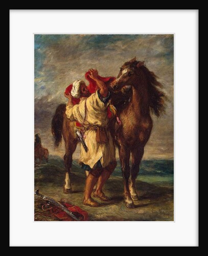 Arab saddling his horse, 1855 by Ferdinand Victor Eugene Delacroix