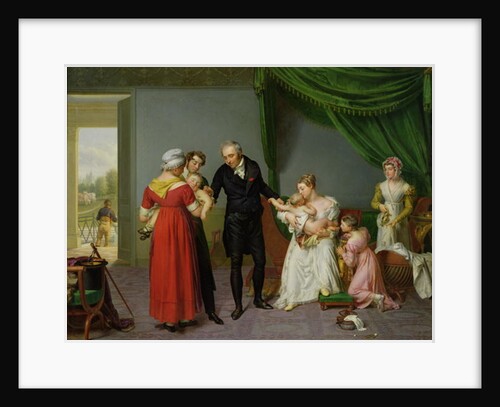 Baron Jean Louis Alibert performing the vaccination against smallpox in the Chateau of Liancourt, c. 1820 by Constant Joseph Desbordes