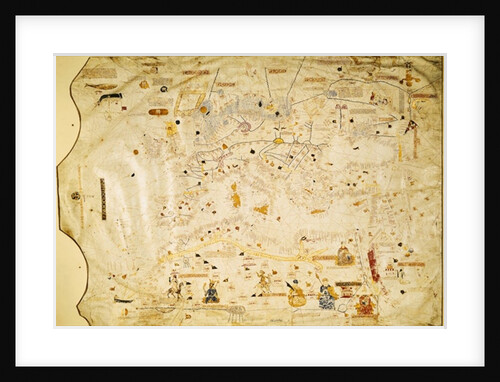 Map of Charles V, Map of Mecia de Viladestes, a portulan of Europe and North Africa, 1413 by Spanish School
