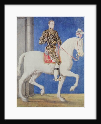 Equestrian Portrait Presumed to be Dauphin Henri II c.1543 by Francois Clouet