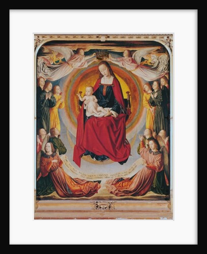 Coronation of the Virgin, centre panel from the Bourbon Altarpiece, c.1498 by (fl.c.1483-c.1529) Master of Moulins