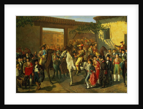 Horses in a Courtyard by the Bullring before the Bullfight, Madrid, 1853 by Manuel Castellano