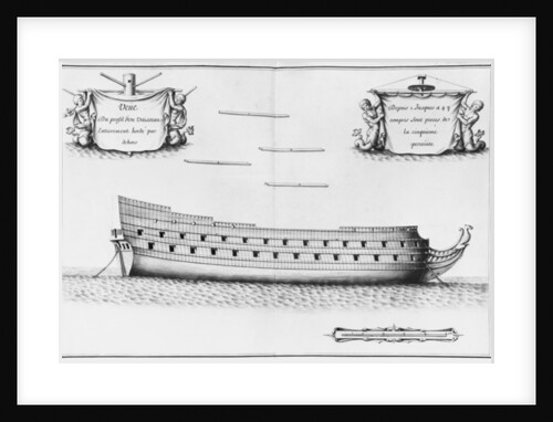rofile of an entirely planked vessel by French School