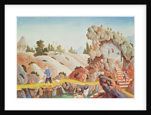 Peasants quarrying and collecting kaolin for a porcelain factory by School Chinese