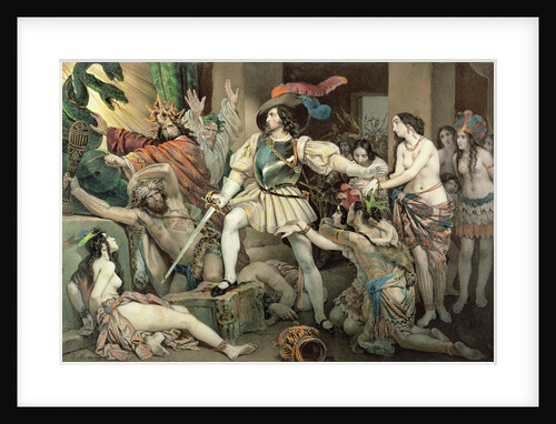 Conquest of Mexico: Hernando Cortes Opposed to Human Sacrifice by Nicholas Eustache Maurin