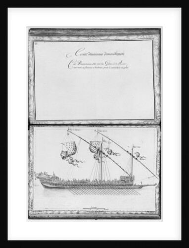 A galley with oars and flags, thirty-second demonstration by French School