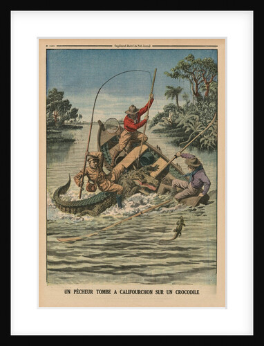 A fisherman astride a crocodile by French School