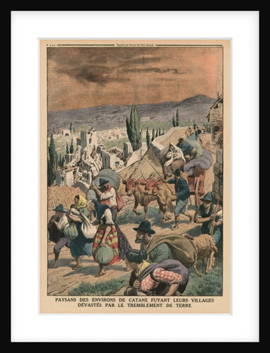 Peasants of the surroundings of Catania fleeing their villages devastated by the earthquake by French School