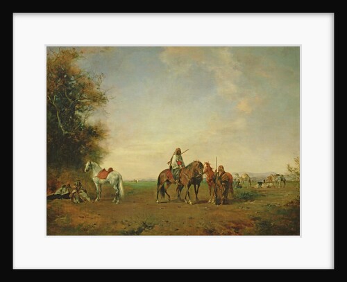 Resting place of the Arab horsemen on the plain, 1870 by Eugene Fromentin