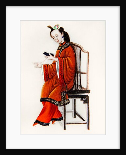 A Chinese Woman darning, Qianlong Period by School Chinese