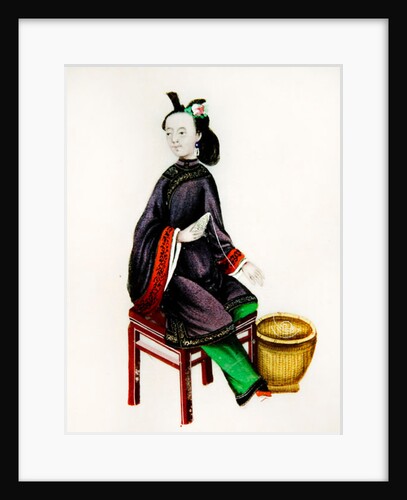 A Chinese Woman making a bobbin, Qianlong Period by School Chinese