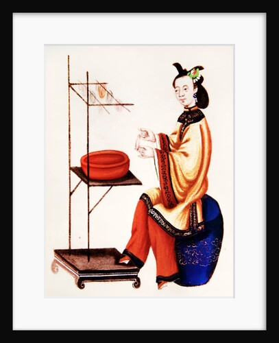 A Chinese Woman making a bobbin, Qianlong Period by School Chinese