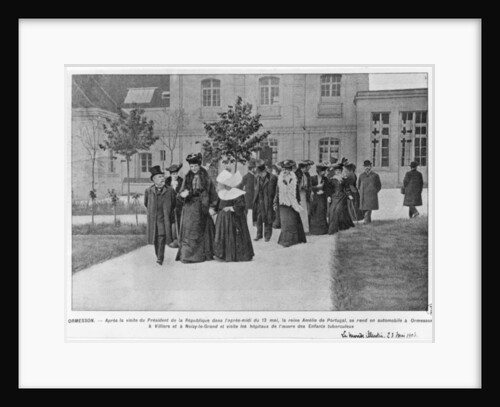 Queen Amelie of Portugal visiting the Ormesson Hospital for tuberculosis by French Photographer
