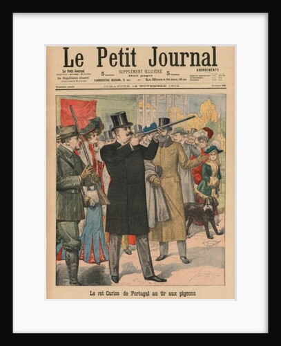 Carlos I, King of Portugal and the Algarves, aiming a rifle at pigeons by French School