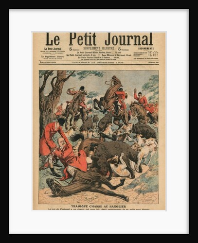 Tragic boar hunt, the horse of Carlos I, King of Portugal, is killed under him by French School